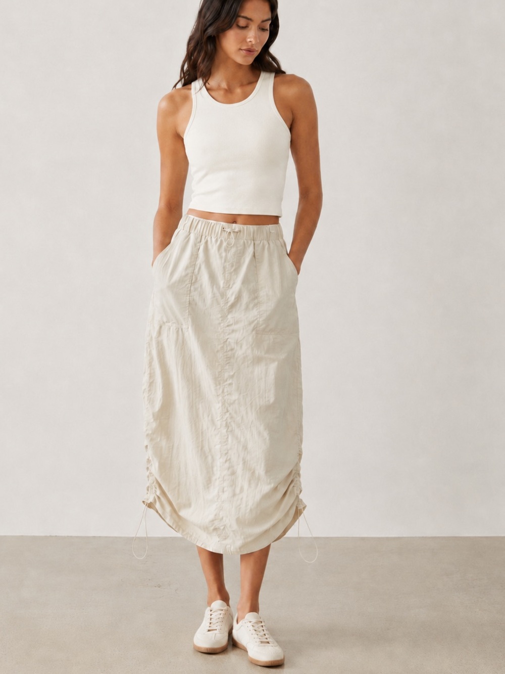Wilo The Label Ava Parachute Maxi Skirt Clay Size Small